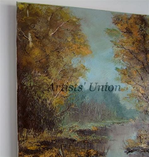 Autumn Impasto Original Oil Painting Landscape River Fall Forest