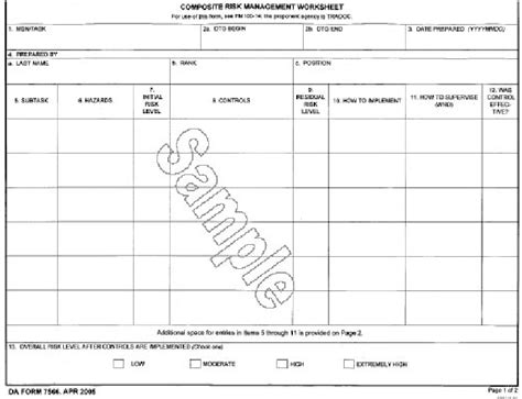 Army Composite Risk Management Form Fillable Printable Forms Free Online
