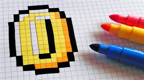 Handmade Pixel Art How To Draw Super Mario Coin Pixelart Youtube