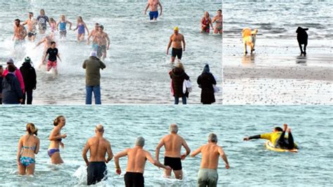 Jersey Swimmers Take To The Water On New Years Day Bbc News