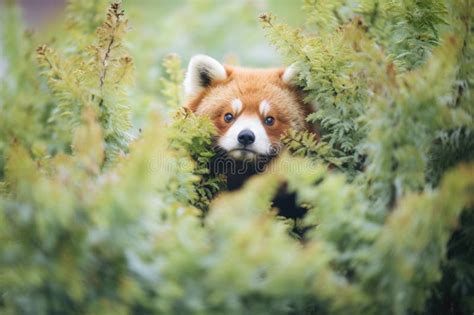 Red Panda Hiding In Thick Tree Foliage Stock Photo Image Of Generated