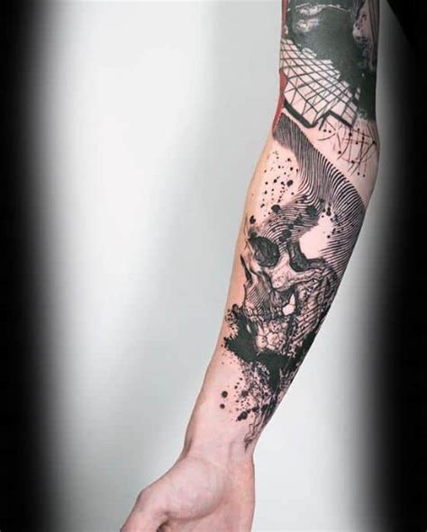 Realistic skull tattoos with flames.its looking like its burning with red fire on inner bicep. 50 Geometric Forearm Tattoo Designs For Men - Manly Ideas