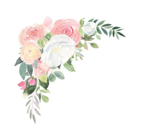 Watercolor Wedding Clipart In Pink And White Graceful Rose Oval Frame