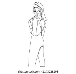 Naked Woman Standing Back One Line Stock Vector Royalty Free Shutterstock