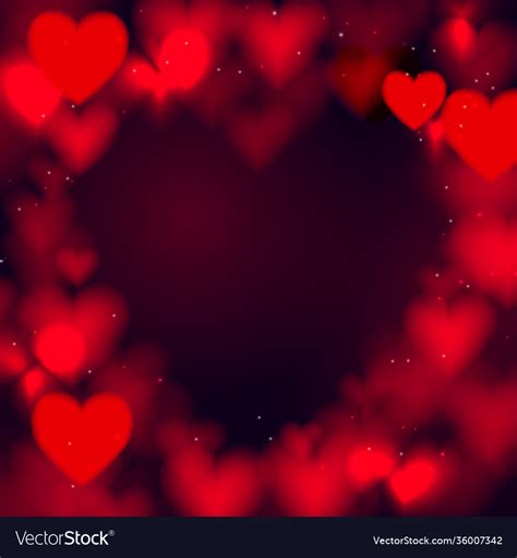 Abstract Red Heart Bokeh Glitter Lights Background