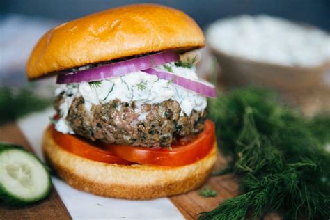 Mediterranean Lamb Burgers With Feta Tzatziki Recipe Lamb Burgers