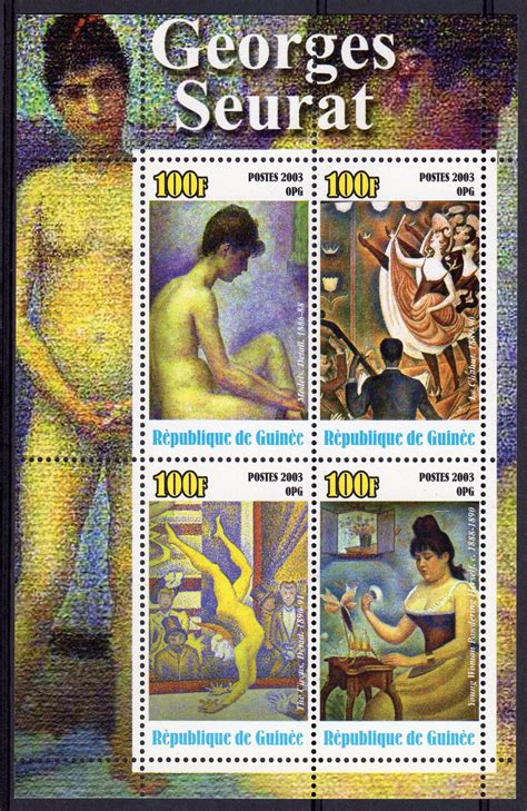 Guinea 2003 Georges Seurat Famous Nudes Paintings Sheetlet 4 MNH
