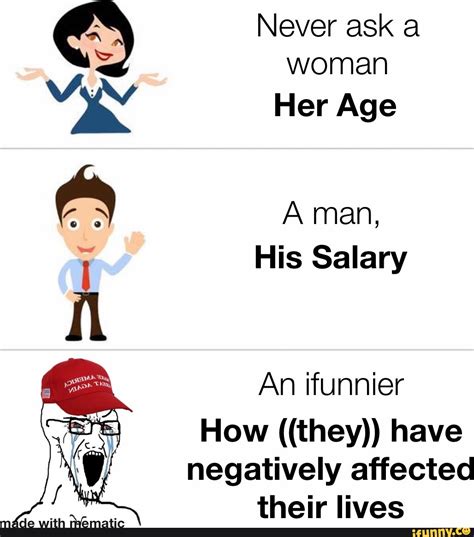 Mdde With Mematic Never Ask A Woman Her Age A Man His Salary An