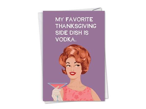 Nobleworks Vodka Side Dish Funny Thanksgiving Greeting Card For