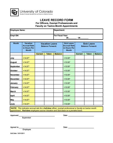 Vacation Excel Template