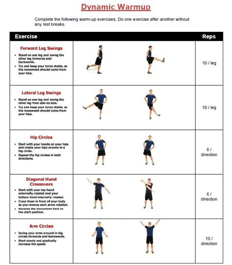 An Exercise Chart Showing How To Do The Same Exercises For Each