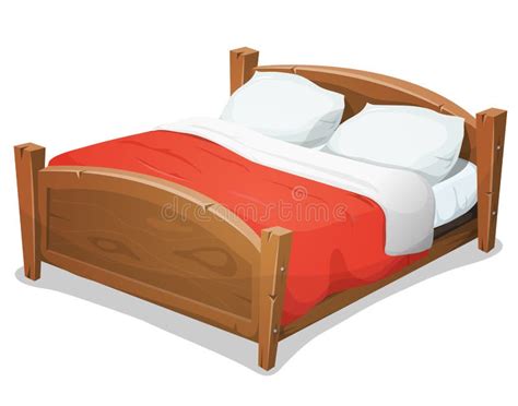 Wood Double Bed With Red Blanket Stock Vector Image 60807763