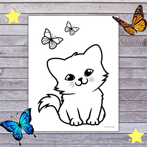 Cute Kitty Coloring Pages For Kids Free Printable