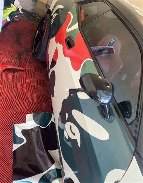 8mil Digital Camouflage Vinyl Wrap Calendered Red And Black Camo Car Wrap