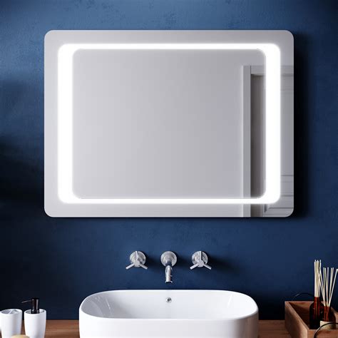 Led Illuminated Bathroom Mirror With Demister Infrared Sensor Switch 800x600mm Ebay