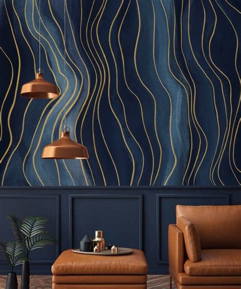 Abstract Wallpaper Mural Deep Blue Navy Self Adhesive
