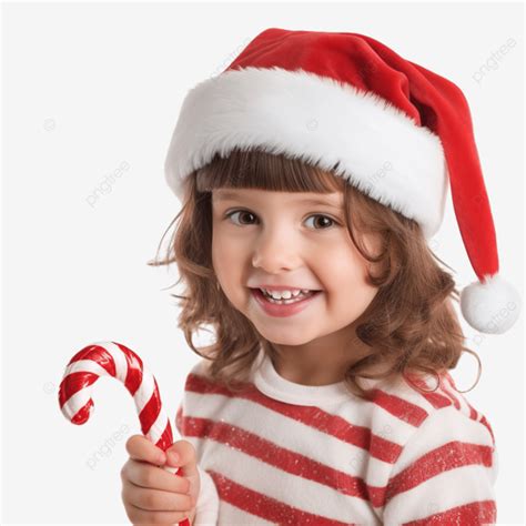 فتاة صغيرة ترتدي قبعة سانتا تأكل قصب حلوى مصاصة بالقرب من شجرة عيد الميلاد قبعة طفل أطفال رضع