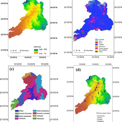A Digital Elevation Model B Land Use And Land Cover C Soil Types D