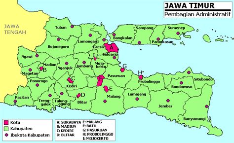 Peta Jawa Timur Lengkap Dengan Daftar 29 Nama Kabupaten Dan 9 Kota