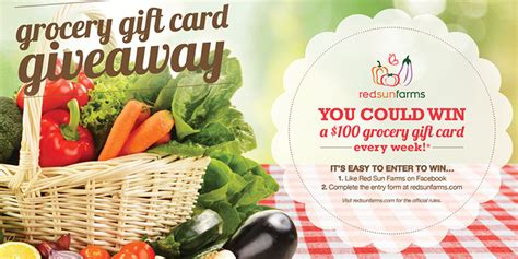 I would like the flyer to possibly be oddly shaped, with maybe the shape of a gift card hanging off the flyer at an angle to really grab the attention of the customer. Grocery Gift Card Giveaway | Red Sun Farms