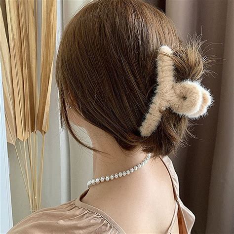 Fluffy Hair Claw Clip Back To School Hair Accessories Large Claw Fall Hair Accessories Winter