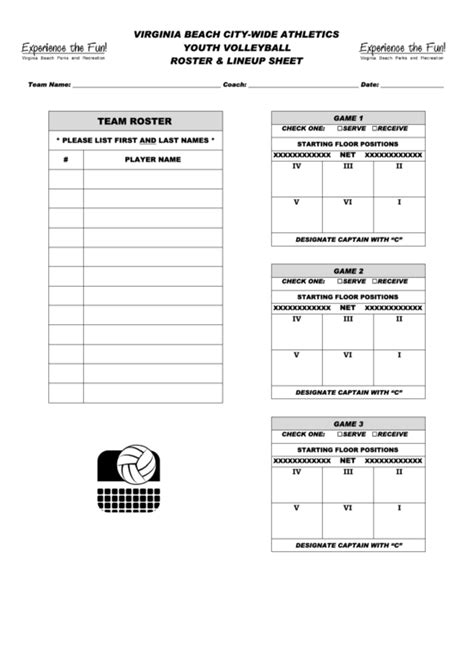 Printable Volleyball Lineup Sheets Printable Templates