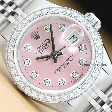 Ladies Rolex Datejust Pink Diamond Dial 18k White Gold And Stainless