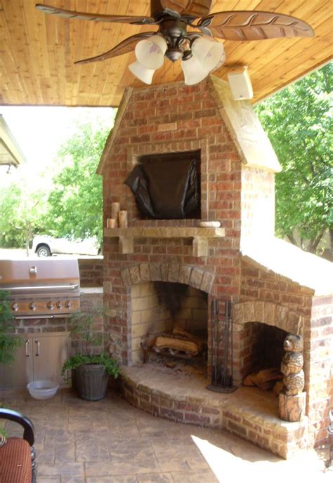 Corner Fireplace Patio Covered Pizza Oven Outdoor With Ideas