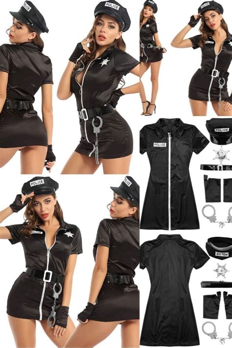 Sexy Policewoman Cosplay Costume Halloween Cop Officer Uniform Fancy