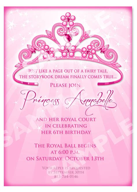 Princess Birthday Invitation Diy Princess Crown Birthday Etsy