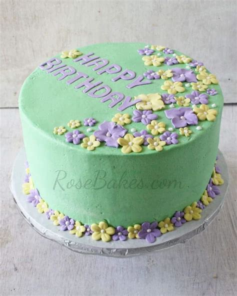 Why use the pastel colors palette for dessert? Tropical Flowers Pastel Birthday Cake - Rose Bakes