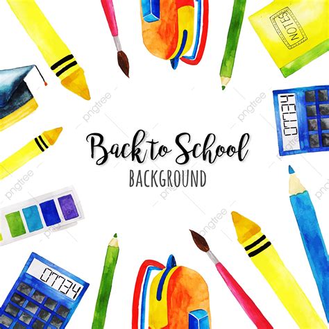 Back To Schools Vector Art Png Watercolor Back To School Background