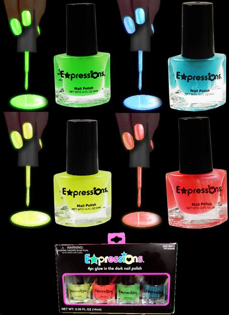 Glow In The Dark And Under Black Light Nail Polish 4 Piece Set