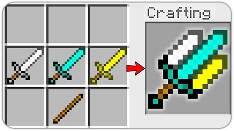 How To Craft A Triple Sword Of God Secret Recipe Overpowered Minecraft 113 Crafting Recipe