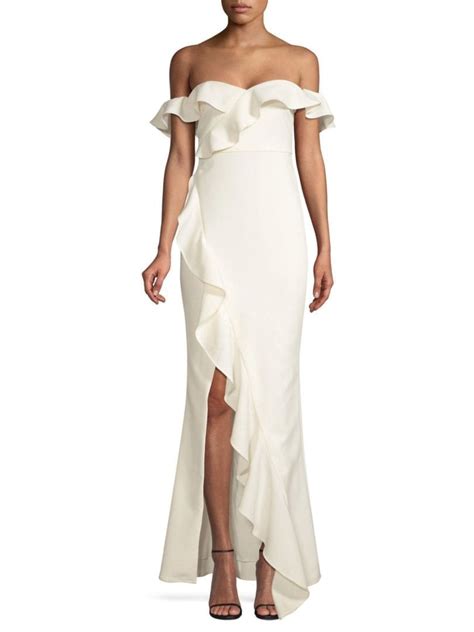 Likely Miller Off The Shoulder Ruffled White Gown We Select Dresses