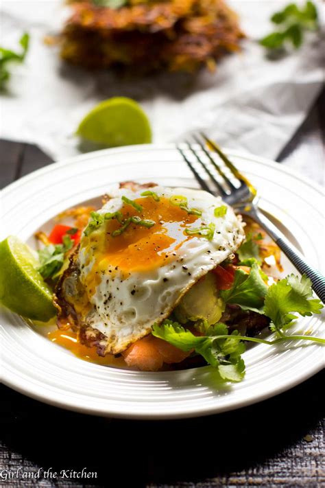 For extra taste, texture, and a bit of fiber too, fill your breakfast bowl with brown rice, red potatoes. Hash Brown Breakfast Tostada with Smoked Salmon - Girl and the Kitchen
