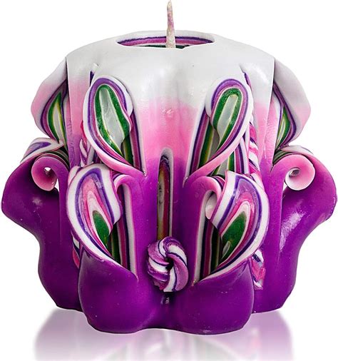 Carved Candles 25 Inches Purple Pink Green White