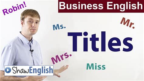 Business English Formal Titles Mr Mrs Ms Youtube