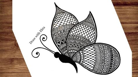 Butterfly Mandala Art For Beginners Step By Step Mandala Drawing Zen Tangle Art Doodle