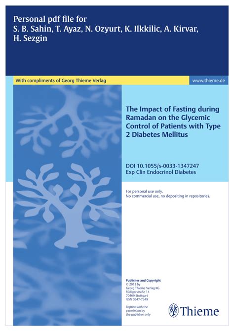 Pdf The Impact Of Fasting During Ramadan On The Glycemic Control Of