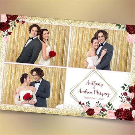 Wedding Photo Booth Template Purple Floral Photobooth Template Etsy