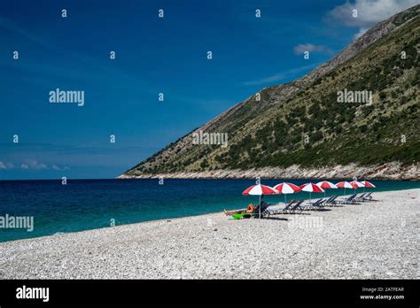 Beach Near Village Of Palasa Palase Ionian Sea Below Llogara