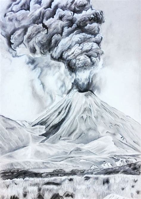 Volcano drawing in 4 versions will be described in this article! Ngauruhoe volcano, New Zealand, pencil drawing - by ...