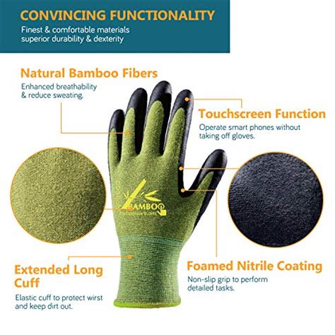 Cooljob 2 Pairs Bamboo Gardening Gloves For Women And Men Breathable
