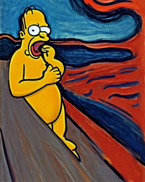 Prompthunt A Painting Of Homer Simpson Screaming In The Scream By