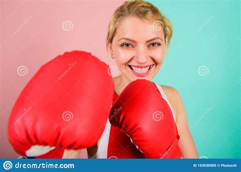 Boxing Improve Temper And Will Woman Boxing Gloves Focused On Attack