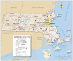 Labeled Map of Massachusetts[E] with Capital & Cities