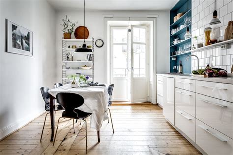 A Lovely Swedish Kitchen With Blue Accent Zhakila Decorating