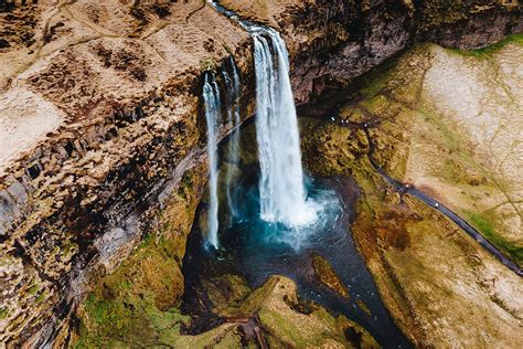 Icelandic Seljalandsfoss Waterfall From Above Free Stock Photo Picjumbo