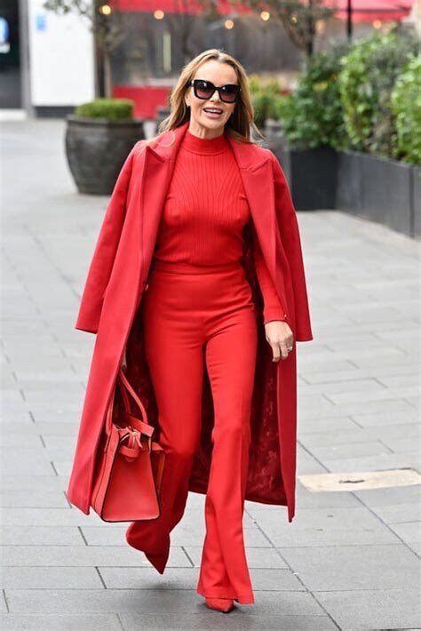 amanda holden 52 in eye popping display as she goes braless under tight red outfit celebrity